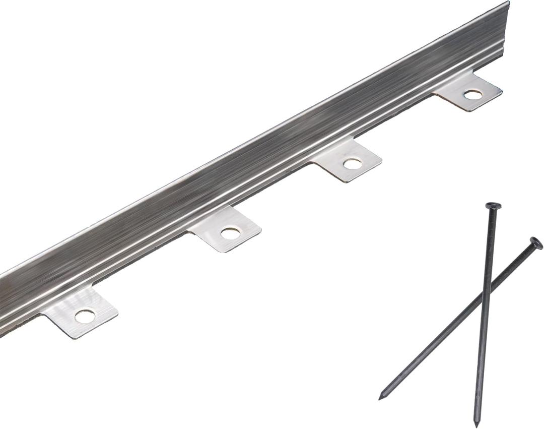 EasyFlex Aluminum No-Dig Landscape Edging for Landscape or Paver Projects, 10 Metal Edging Pieces with Spikes, 50 Feet, Mill