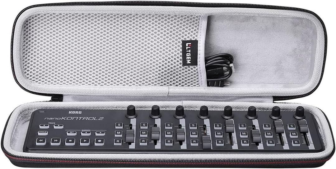 LTGEM Hard Case Compatible with KORG nanoKONTROL2 / nanoKEY2 / nanoPAD2 / nanoSERIES2 Slim-Line USB Keyboard/Controller Surface/MIDI Pads/ (Korg Nano Slim Line MIDI Case) (1.Black+Grey)