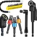 17pcs Flexible Drill Bit Extension, Include 3pcs Impact Socket Adapter 2pcs Hex Shank 105 Right Angle Drill Attachment 10 Short Screwdriver Bits Bendable Drill Bit Extension and 90 Angled Bits