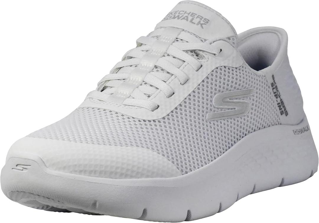 Skechers Women's Go Walk Flex Hands Free Slip-Ins - Grand Entry Sneaker, White, 8.5