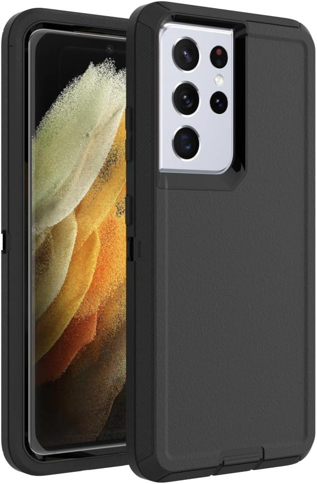 Case for Galaxy S21 Ultra, Heavy-Duty Tough Rugged Shockproof Drop Protective Cover Cases for Samsung Galaxy S21 Ultra, Black