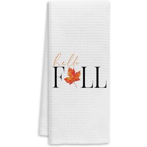 Voatok Fall Kitchen Towels, Autumn Fall Hand Towels Maple Leaves Thanksgiving Decorations, Fall Dish Towels Dish Cloths for Kitchen Bathroom Decor(White)