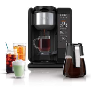 Ninja Hot and Cold Brewed System, Auto-iQ Tea and Coffee Maker with 6 Brew Sizes, 50 fluid ounces, 5 Brew Styles, Frother, Coffee & Tea Baskets with Glass Carafe (CP301), Black