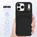 MZELQ Compatible with iPhone 17 Pro Case 2025 TPU Card Holder Wallet,Camera Protection + Screen Protector Soft Card Slot Phone Cover for Girls Women -Black