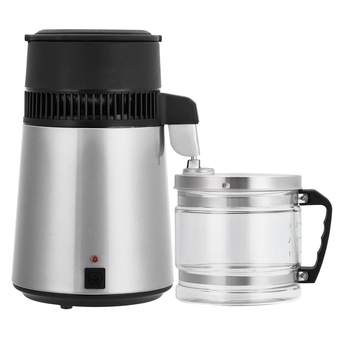 4L Distilled Water Dispenser Household Stainless Steel Distilled Water Purifier Countertop Distilled Water Maker 4 Litre Water Purifier Home Pure Water Maker-Silver