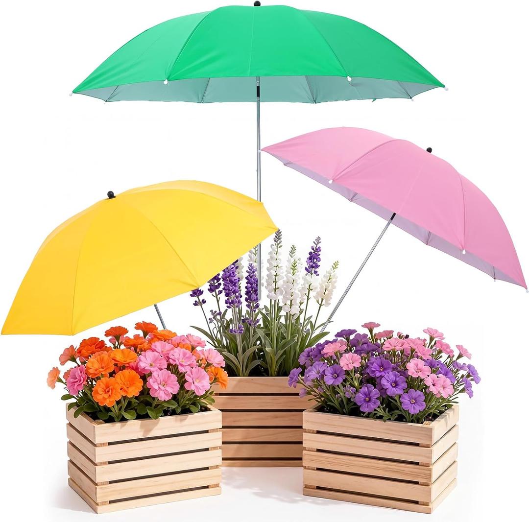 Novabright 3 Pack Diameter 40 Inch Extra Large Plant Umbrellas for Outdoor Plants, Adjustable Larger Garden Flower Umbrella Plant Shade for Garden Beds Potted Plants (40 Inch)