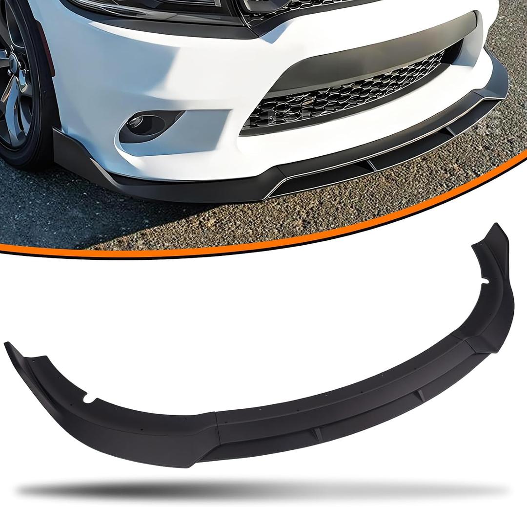 4pcs Front Bumper Lip Fit for Dodge Charger SRT 2015-2023,ABS Front Lower Chin Spoiler Splitter Diffuser Body Kit,Matte Black