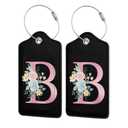 2 Pcs Letter B Luggage Tags for Suitcase, Unique Letters Tag, Travel Gifts for Privacy Cover ID Label with Stainless Steel Loop and Address Card