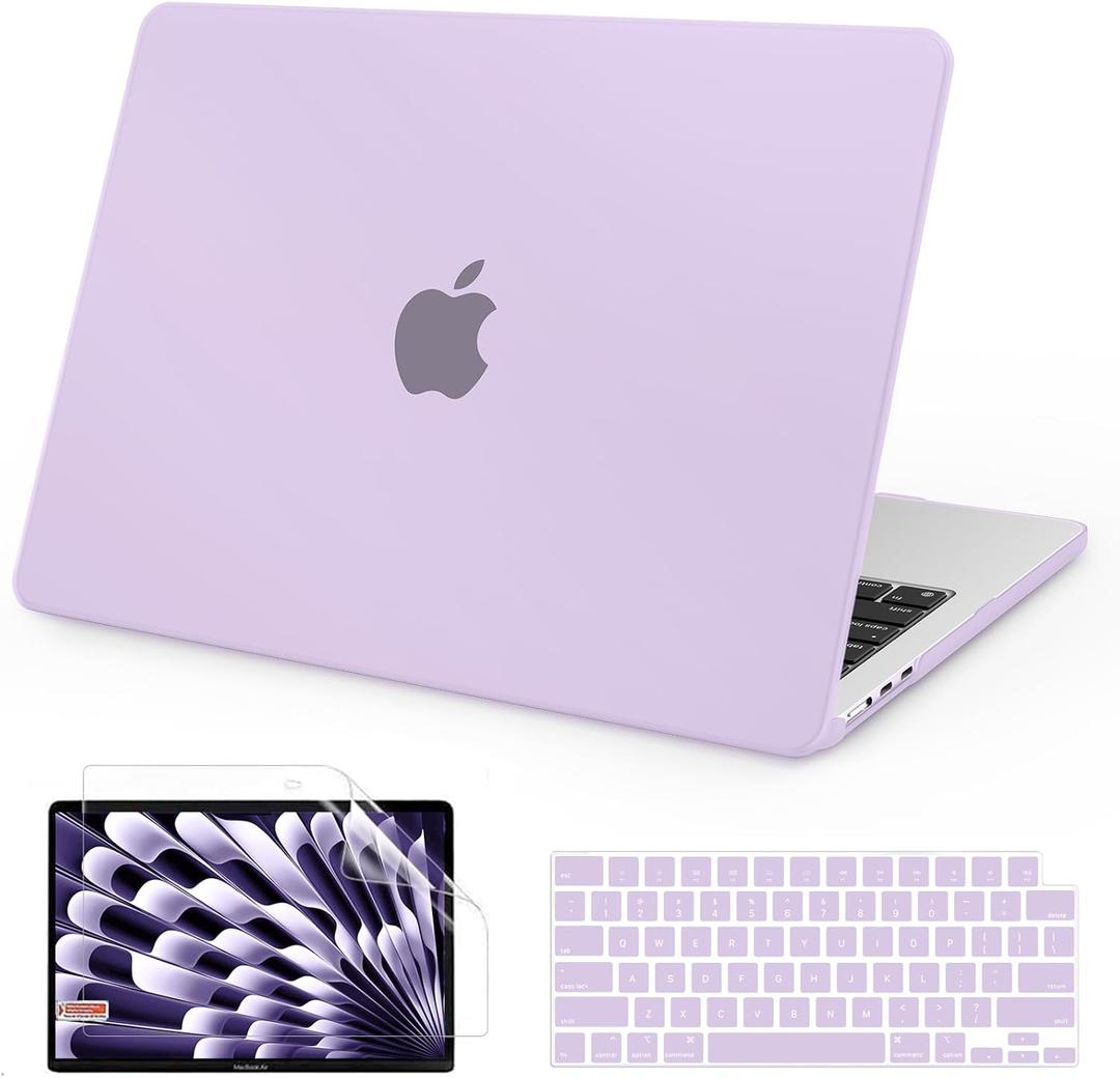 AKIT Compatible with MacBook Air 13 inch Case 2026 2025-2022 M5/M4/M3/M2 A3449 A3240 A3113 A2681, Slim Matte Plastic Hard Shell Case+Screen Protector+Keyboard Cover for MacBook Air 13.6 inch, Violet