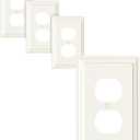 4-Pack Duplex Outlet Cover, Natural Bamboo Fiber Switch Plates and Outlet Covers, Light Almond Decorative Wall Plates for Electrical Outlets, 1 Gang Receptacle Cover, Corrosion Resistant