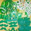 166 PCS St. Patrick's Day Accessories Party Decorations, Tattoo Stickers, Shamrock Glasses, Mustaches and Coins, Irish St. Patrick's Day Green Party Favors