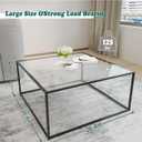 Glass Coffee Table Modern Center Table,Minimalist Coffee Table Sofa Side Tea Table for Living Room,Tempered Glass-top with Sturdy Metal Frame, Easy Assembly,26.4 x 26.4 x 15.7 Inches, Black, Square-26.4in