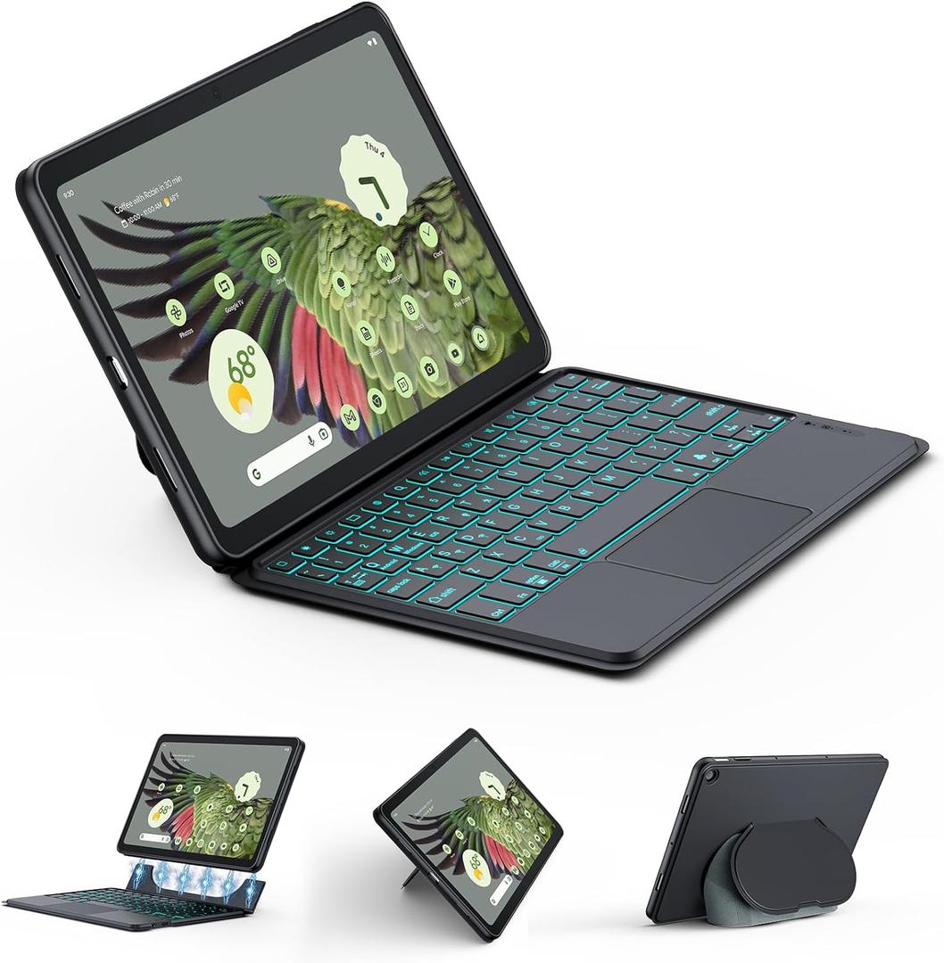 JUQITECH Trackpad Keyboard Case for Google Pixel Tablet 11 inch 2023, Backlit Magnetic Detachable Wireless Keyboard Adjustable Viewing Angle Kickstand Soft Protective Cover Case work with Speaker Dock JUQITECH Trackpad Keyboard Case for Google Pixel Tablet 11 inch 2023, Backlit Magnetic Detachable Wireless Keyboard Adjustable Viewing Angle Kickstand Soft Protective Cover Case work with Speaker Dock