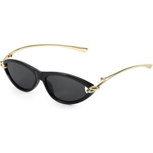 Trendy Cat Eye Women's Sunglasses with Gold Accents, Vintage Cateye Sun Glasses for Daily & Vacation Wear (A01- Black/Grey)