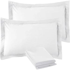 4 Pack 100% Brushed Microfiber Pillow Protector Shams (White, Standard)