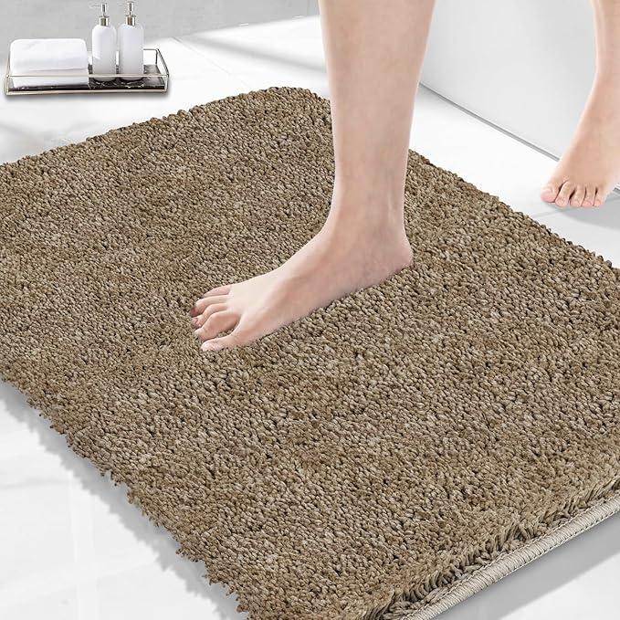 Brown Bathroom Rugs 45.6"x29.9"Extra Soft Absorbent Thick Shaggy Bath Rugs, Non Slip Quick Dry Bath Mat, Machine Washable Bath Rugs for Bathroom, Microfiber Rugs for Shower Bathtubs