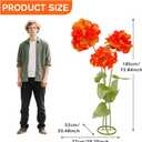 Orange Artificial Hydrangea Flowers, Large Faux Flower Branch Decor | Vibrant Orange Red Hydrangea Flower Branch with 3 Heads, Home, Garden, Wedding and Party Decor