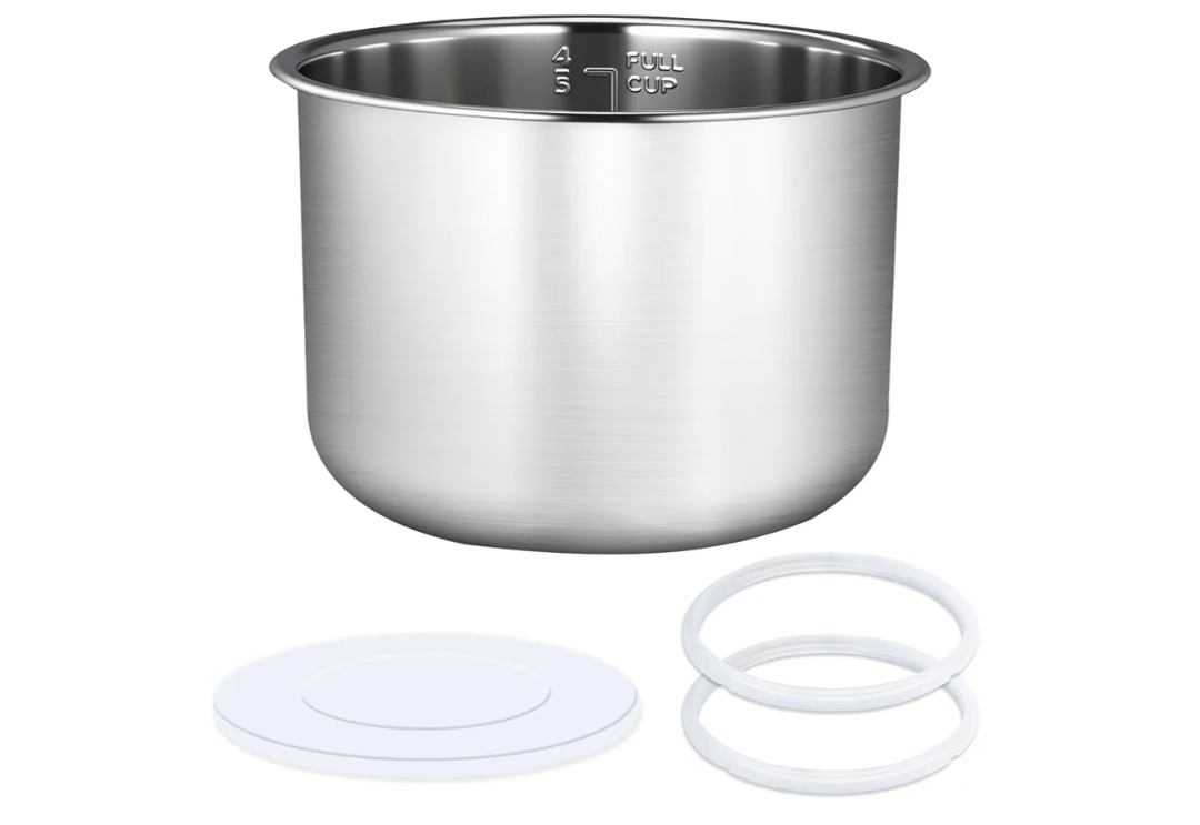 Stainless Steel Inner Pot 6 Qt, Compatible with Instant Pot 6 Quart Inner Pot Polished Surface 0 Coating, Includes 2 Sealing Rings 1 Sealing Caps