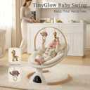 Baby Swings for Infants, TinyGlow Baby Swing, Electric Baby Swing with Remote Control, Portable Infant Swing for Indoor & Outdoor Use (Beige)