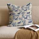 FGFK Blue and White Chinoiserie Dachshund Pillow Covers 18x18, Dachshund Lovers Gifts, Toile de Jouy Sausage Wiener Dog Decorative Throw Pillow Covers for Home Living Room Bedroom Sofa Couch (Color-03)