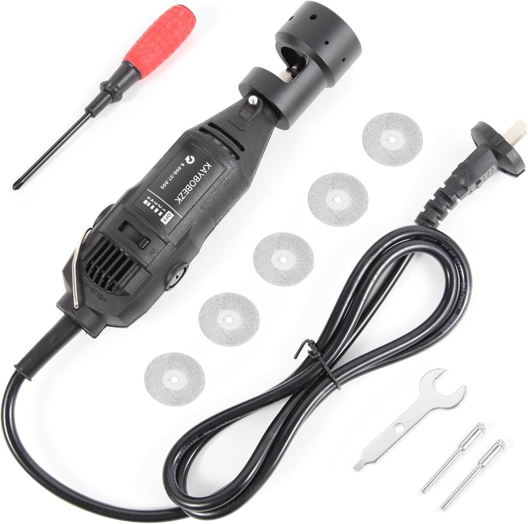 Tungsten Electrode Sharpener Grinder TIG Welding Set, ALUMINUM TIG Sharpener Welding Tungsten Grinder Head 12 Holes Rotary Tool, with Slot Tungsten Sharpener Multi-Angle, 5pc Wheels