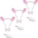 9 Pcs Lamb Sheep Costume Accessories Including Lamb Headbands Bowtie and Tail for Birthday Animal Cosplay Halloween Party Costume Supplies