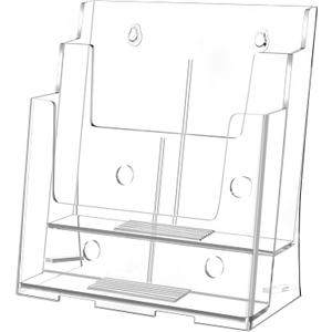 FUCDTEFC Acrylic Brochure Holder 8.5x11 & 4 x9 Inches, Clear 2 Tier Literature Magazine Stand Brochure Display Stand w Removable Divider Universal, Pamphlet Flyer Holder for Wall Mount or Countertop