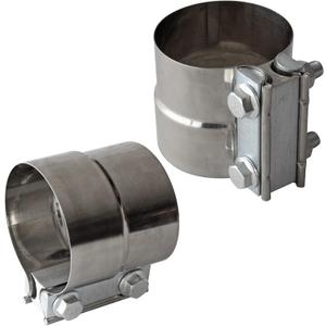 Exhaust Clamps Band Clamp 3" Lap Joint - Stainless Steel Lap Joint Exhaust Band Clamp with 1 Block 2Pcs for 3" Od to 3" Id Exhaust Pipe, Muffler, Elbow and Exhaust Tubing Connection(2 Pack)