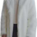 Colf Men's Winter Long Sleeve Turn Collar Faux Fur Coat Outwear Long Parka Jacket Overcoat (Large, White)