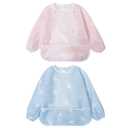 Little Dimsum Mess-Proof Baby Bibs|Infant Toddler Long Sleeve Waterproof Feeding Art Smock|Catching Food & Wipe Clean| Pack of 2 Colors Duck&sheep, Suit for 12-36 months