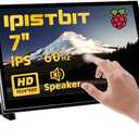 iPistBit Raspberry Pi Screen, 7 Inch Touchscreen Monitor, IPS 1024×600, Dual Built-in Speakers, HDMI Portable Monitor Compatible with Raspberry Pi 5/Pi 4B/3B+/3B, BB Black, Win11/10/8/7, Driver Free