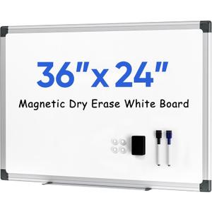 36" x 24" Magnetic Dry Erase Whiteboard with Aluminum Frame