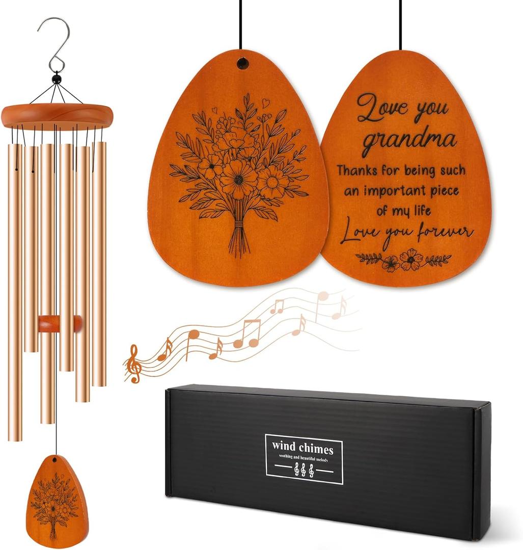 26 Inch Aluminum Wind Chime Gift for Grandma, Gift for Grandma from Grandkids on Christmas Thanksgiving Mother's Day Birthday