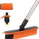 2 in 1 Floor Scrub Brush Grout Brush with 57.8" Long Handle,120Rotatable Shower Tile Grout Cleaner Scrubber,V-Shaped Corner Brush for Hard to Reach Areas (Orange)