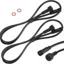 M METERXITY 2-Pack Waterproof Extension Cable, 3 Pin 3.28 Ft/1m Extension Cord Wire with 18AWG IP67 Male and Female Connectors for Outdoor Spotlights/LED Deck Lights [Black]