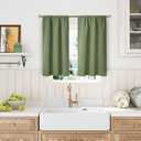 BGment Olive Green Blackout Kitchen Curtains 45 Inches Long - Short Thermal Insulated Drapes with Rod Pocket Privacy for Bathroom Window Over Sink, 34 x 45 Inch, 2 Panels