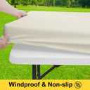 Smiry Picnic Table Cover with Bench Covers, Waterproof Elastic Fitted Polyester Tablecloths for 5 Ft Rectangle Tables, Washable Windproof Tablecloth for Camping, RV & Outdoor (Beige, 30x60 Inches)