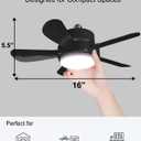 Ligency Smart Socket Fan Light with Remote, 16 inch Small Socket Ceiling Fan Light with RGBW, E26 Screw in Ceiling Light Bulb Fan, 1800Lm, Work with Alexa & Google Assistant for Garage Bedroom, Black