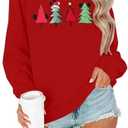 JINTING Christmas Sweatshirt for Women Christmas Tree Pullover Xmas Holiday Crewneck Sweatshirts Long Sleeve Top Large