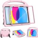 YIHE Kids Case for iPad (A16) 11th Generation 11 Inch 2025 & iPad 10th Generation 10.9 inch 2022, with Built-in Screen Protector and Stable Stand, Full Body Shockproof Protective Cover - Light Pink