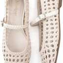 Woven Ballet Flats Shoes for Women Square Toe Mesh Mary Jane Flat with Adjustable Strap, Dressy, Comfortable and Cute Ballerina 8.5