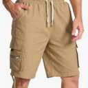 Mens Cotton Cargo Hiking Shorts with Multi Pockets Summer Outdoor Work Casual Shorts S