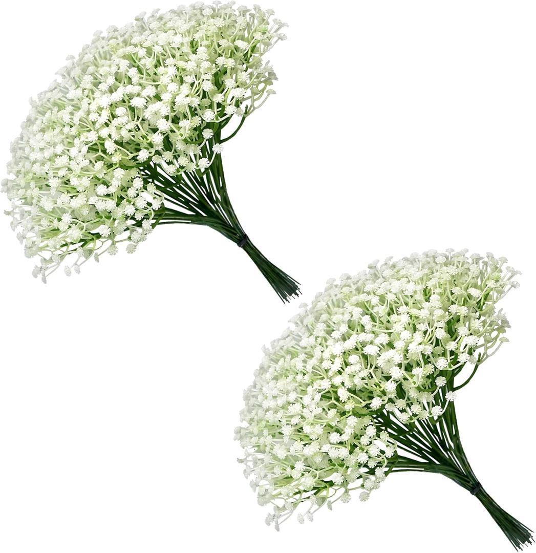 Babys Breath Artificial Flowers Bulk, 40 Pcs Faux Gypsophila for Wedding Bouquets, Bridal Decor, Home Decor  Realistic Long-Lasting Fake Flowers, Bendable Stems, 5.6oz, 11.5 Inch White