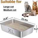 Stainless Steel Litter Box XL 2Pcs,XLarge Metal Cat Litter Box | Cat LitterBox Easy to Clean,Stainless Steel LitterBox for Large/Medium Cats,No Stick No Smell