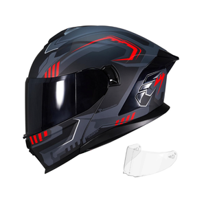 Motorcycle Helmets,Dual Visor Flip up Modular Full Face Helmet(XL) | JR-815 DOT Approved Motorbike Helmet for Adult Women Men with 2 Visors,Storage Bag,Washable Liner,ABS Shell,Glasses Friendly