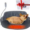 Self-Heating Pet Bed with Adjustable Heat & Reversible Design - 3 Temperature Settings, Removable Washable Cover, Waterproof & Non-Slip Base for Dogs and Cats, Grey