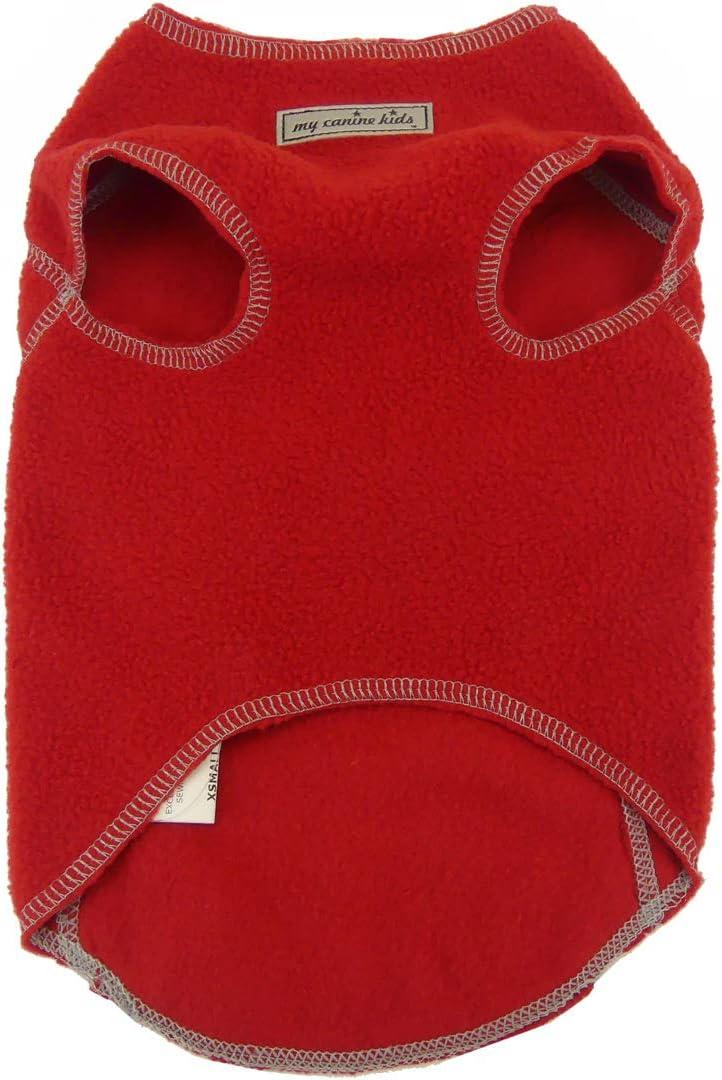 Fleece Sweater Vest, Cool Weather Pullover, Spring and Fall Clothes for Dogs (6500) (XXL Fits 100-130 LBS, Back 30", Red)
