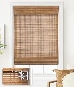LazBlinds No Drill Bamboo Roman Shades, 34x64, Tuscan B