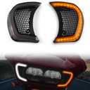 LED Headlight Vent Turn Signal for Road Glide, LED Fairing Vent Accent Lamp Indicator Side Lights for Harley Road Glide FLTRX Special FLTRXS CVO Ultra FLTRX 2015-2024 Accessories (Smoked Lens)