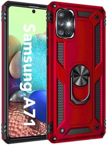 Korecase Design for Samsung A71 5G Case(not for A72), Military Grade Heavy Duty Rugged Dual Layers Full Body Shockproof with Ring Kickstand Magnet Back Cover Bumper(no Screen Protector) Red